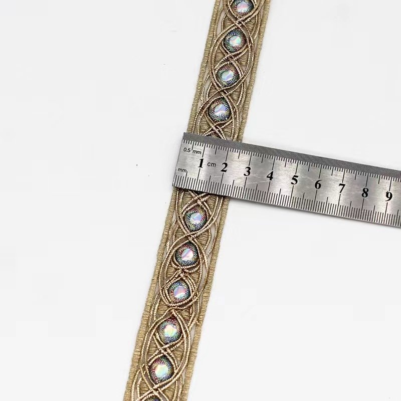 Hot sale Golden sequins guipure lace Ribbon Floral Silver Gold Sequins lace Trimming decorate