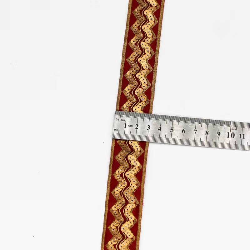 Hot sale Golden sequins guipure lace Ribbon Floral Silver Gold Sequins lace Trimming decorate
