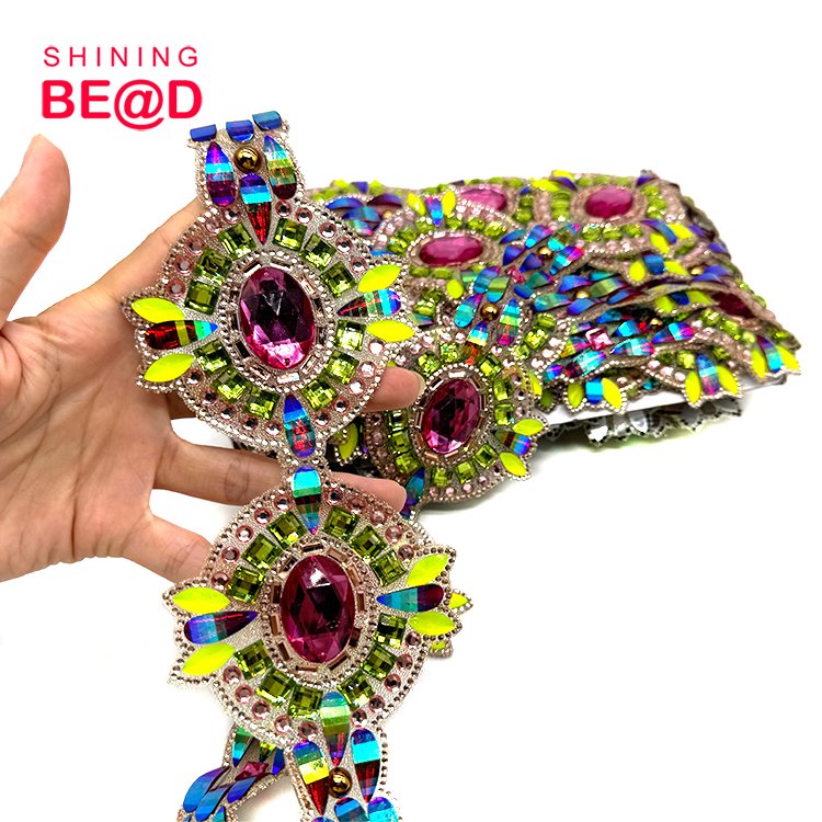 China factory wholesale Custom factory hot sell cheap AB color trim Carnival costume accessories in custom colors Crystal Trim