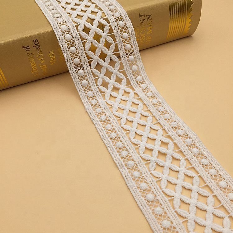 Factory cheap price white Lace Trim Garment Accessories polyester lace trim embroidery