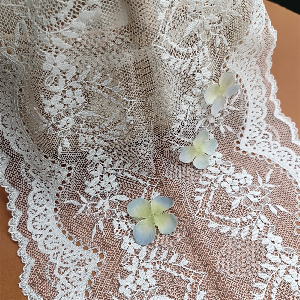 22CM Nylon Spandex Elastic Knitted Lace Trim Stretch Thin Lace Fabric for Clothes Lingerie Underwear Wedding Dresses Accessories