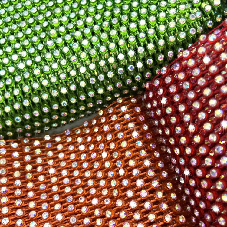 S593 Stretch crystal rhinestone mesh trim by the yard hollow out mesh diamond rhinestone net mesh