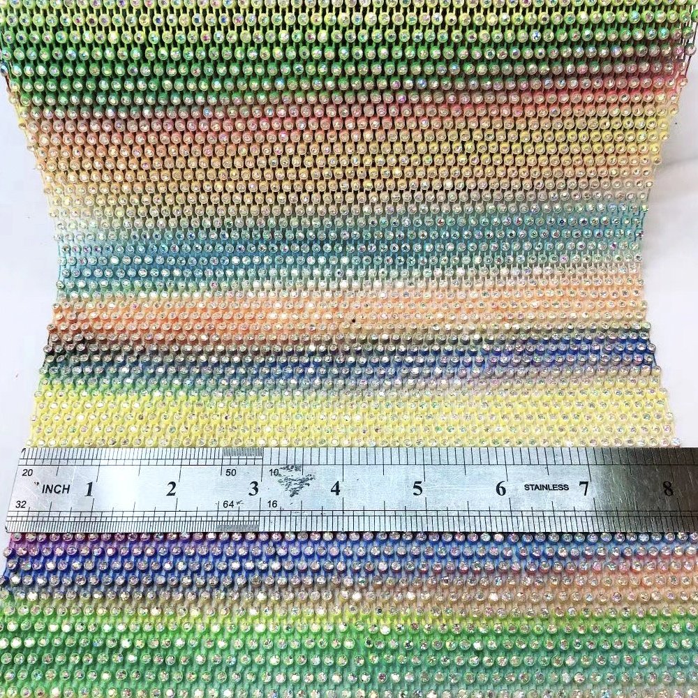 S593 Stretch crystal rhinestone mesh trim by the yard hollow out mesh diamond rhinestone net mesh