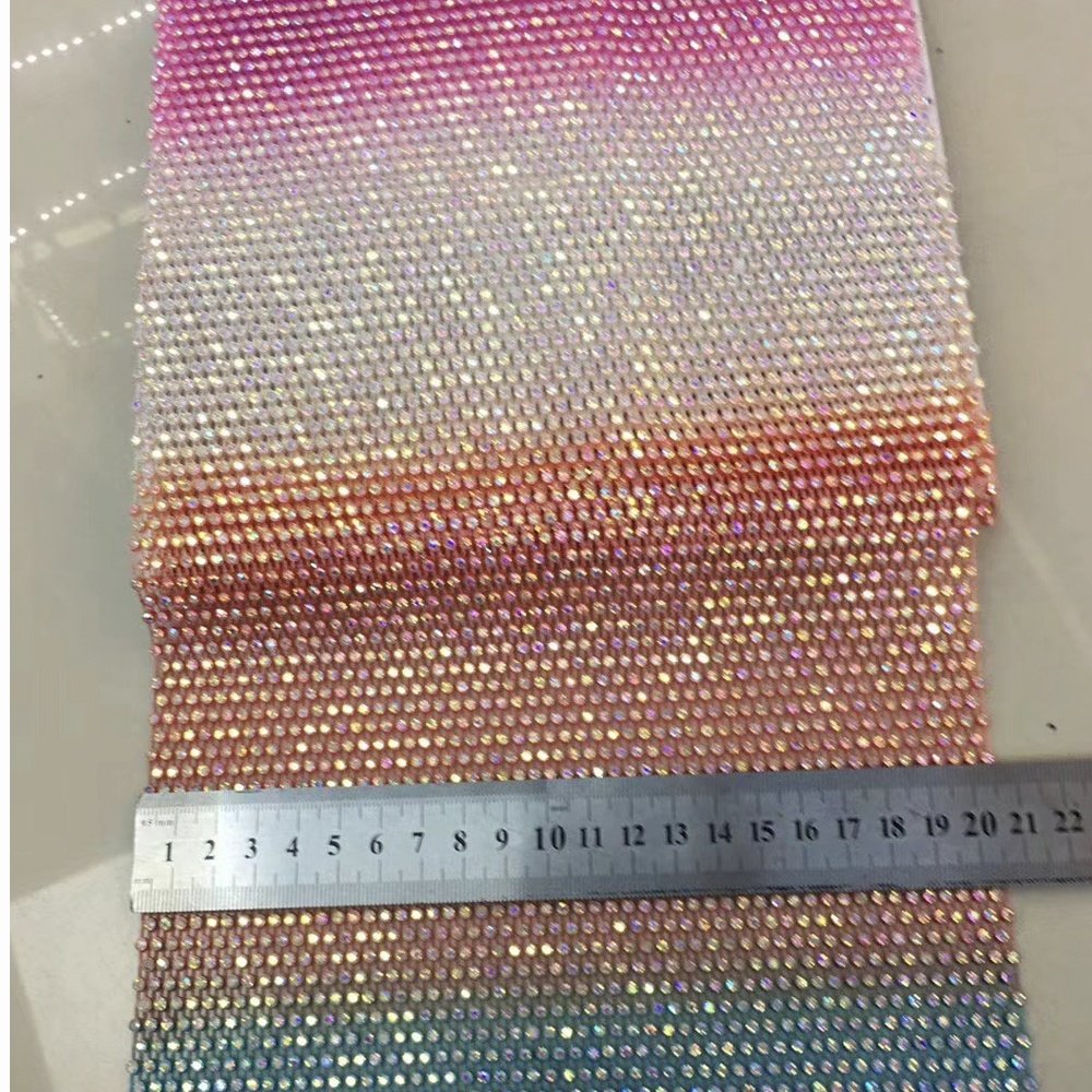 S593 Stretch crystal rhinestone mesh trim by the yard hollow out mesh diamond rhinestone net mesh