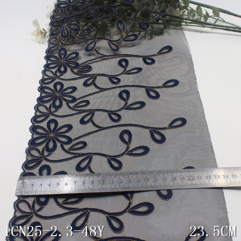 White Tulle Lace Lingerie Making Fabric 23cm bicolor Floral Embroidery Lace Trim for Ladies Underwear