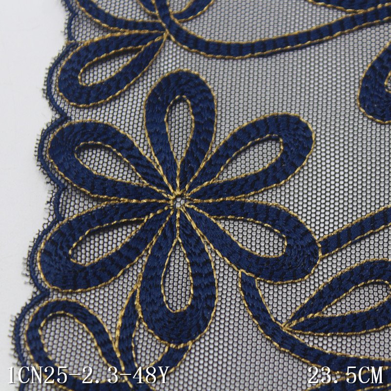 White Tulle Lace Lingerie Making Fabric 23cm bicolor Floral Embroidery Lace Trim for Ladies Underwear