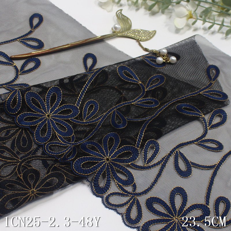 White Tulle Lace Lingerie Making Fabric 23cm bicolor Floral Embroidery Lace Trim for Ladies Underwear