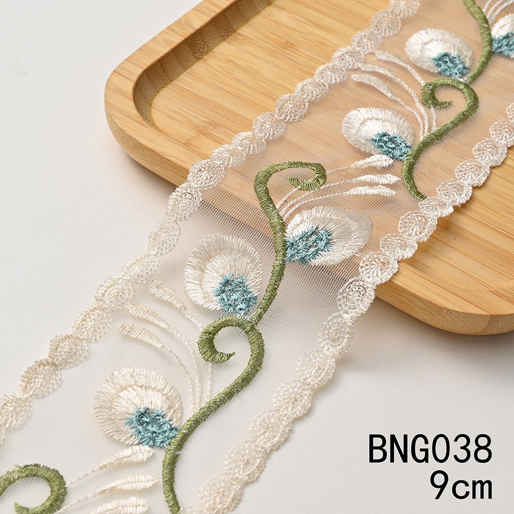 Wholesale Bag Lace Trimming Wide Cotton Mesh Colorful Flower Embroidery Lace Trim