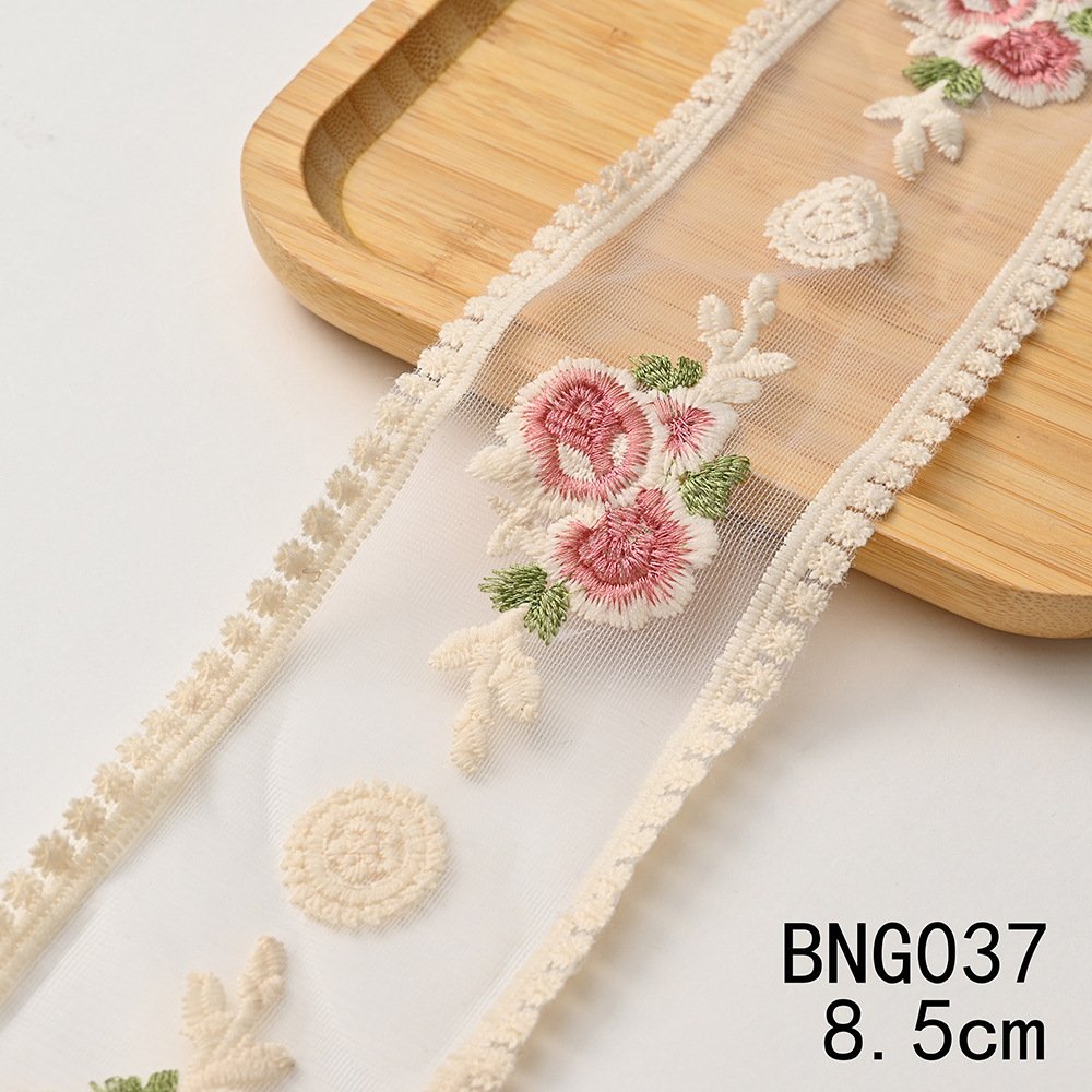 Wholesale Bag Lace Trimming Wide Cotton Mesh Colorful Flower Embroidery Lace Trim