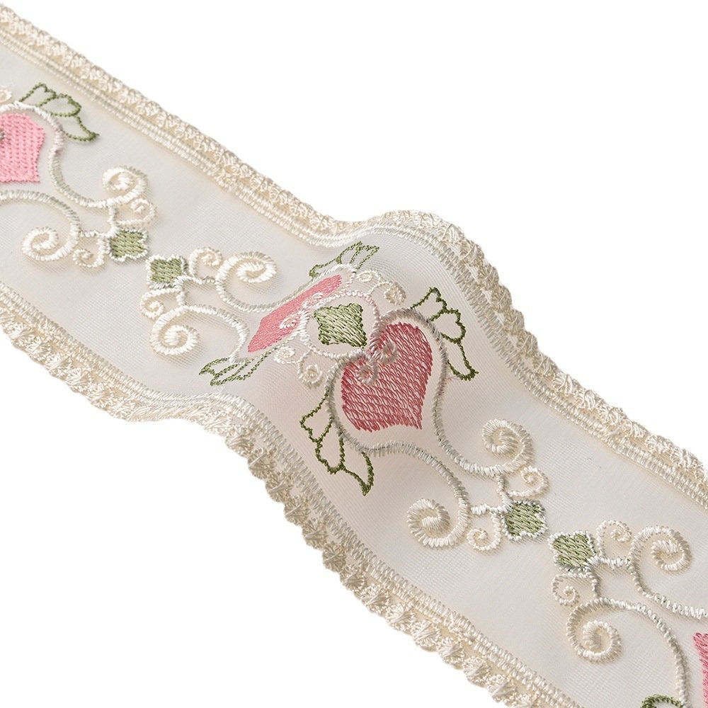 Wholesale Bag Lace Trimming Wide Cotton Mesh Colorful Flower Embroidery Lace Trim