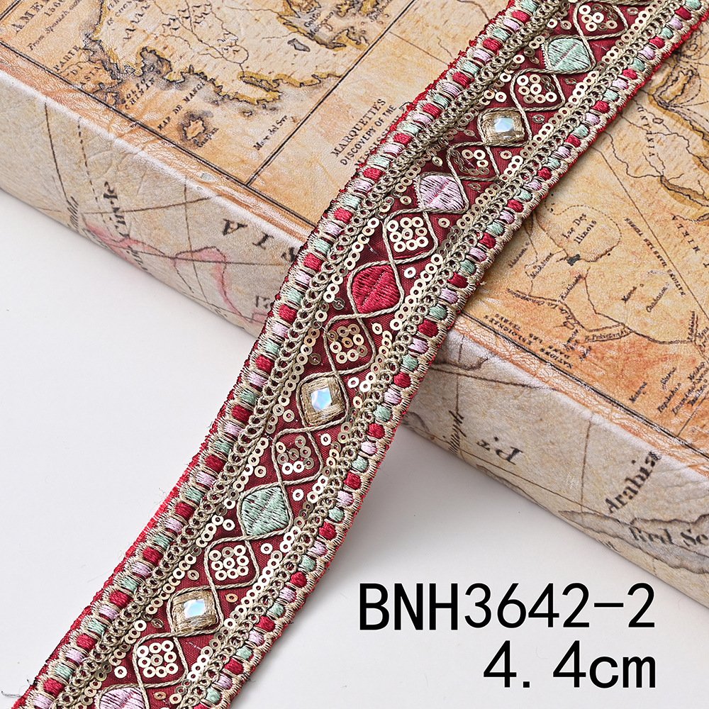 Ethnic Retro Elastic Gold Strand Thread Embroidered Webbing Ribbon Trim For Sewing On Clothing Decoration Lace
