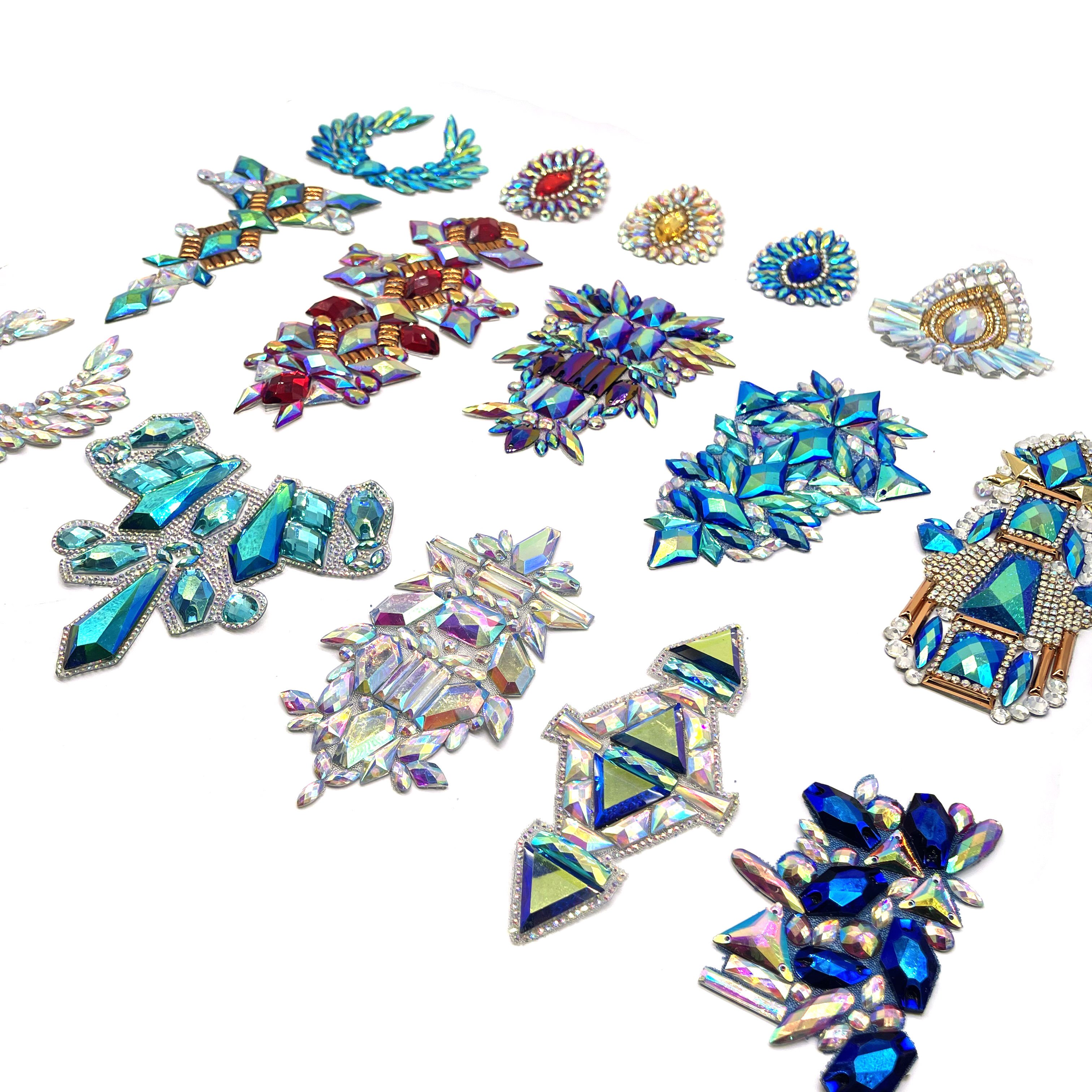 2024 Festival events Costume accessories hot fix patches resin gem trim for carnival costume decorative