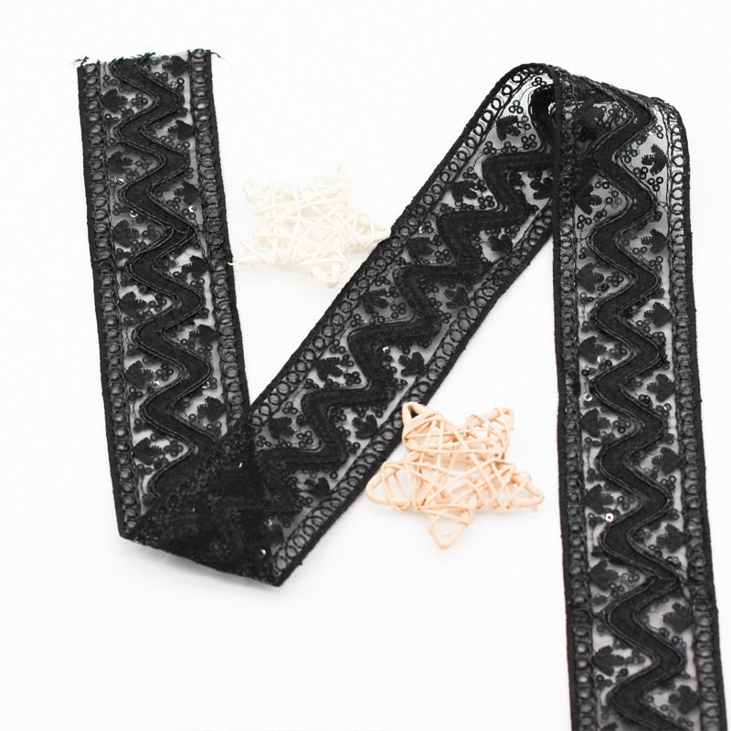 High Quality Lace Embroidery Organza Ribbon Bridal Dress Lace Ribbon Trim
