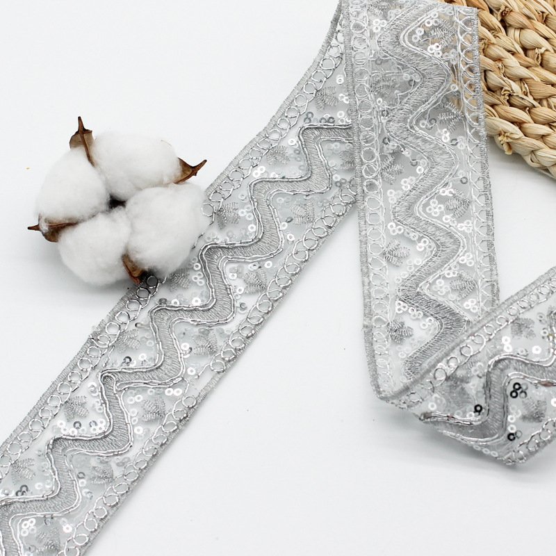 High Quality Lace Embroidery Organza Ribbon Bridal Dress Lace Ribbon Trim
