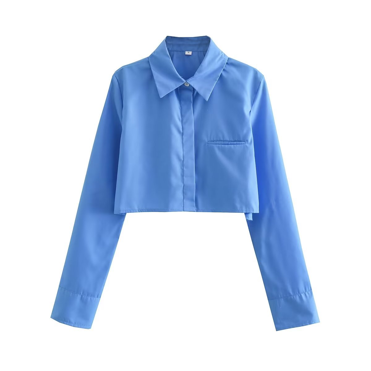 PB&ZA Women 2023 spring New Fashion Pocket trim Blouses Vintage Long Sleeve Button-up Female Shirts Chic Tops