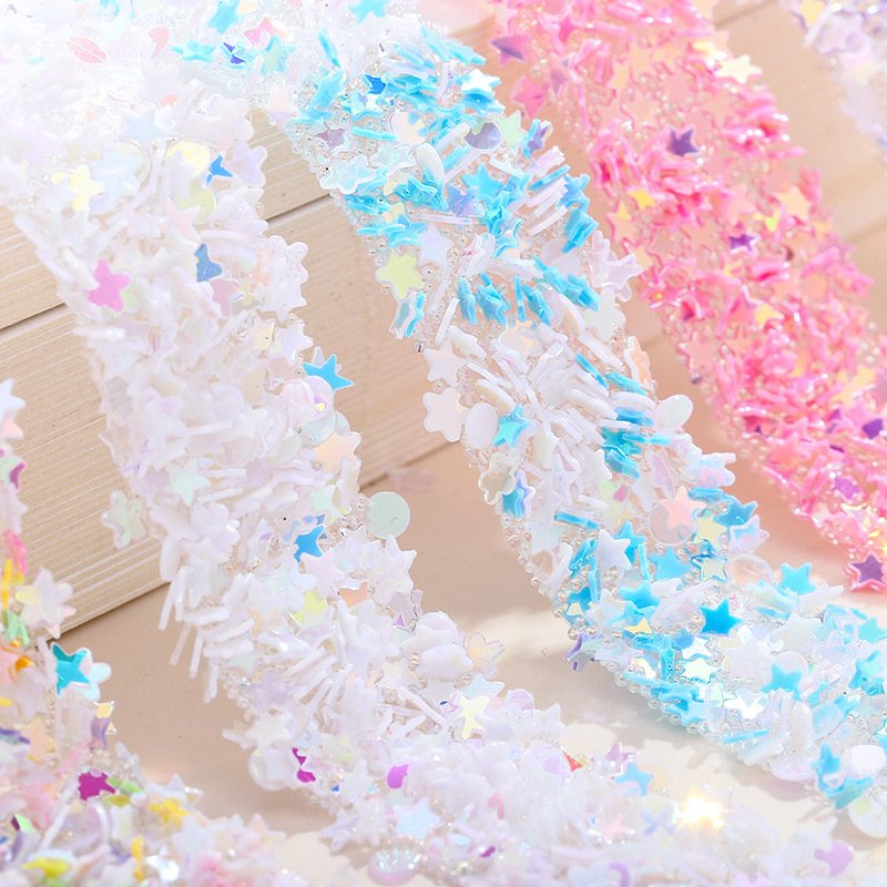 1.5cm Bling Sequin Ribbon Rhinestone Trim Hotfix Adhesive Strips Roll Rhinestone Ribbon for Garment Crafts DIY Decoration