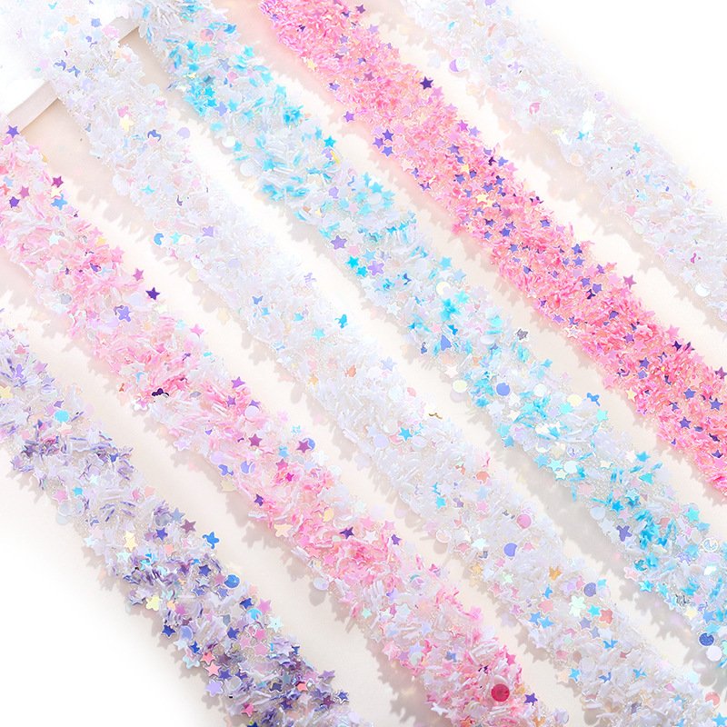 1.5cm Bling Sequin Ribbon Rhinestone Trim Hotfix Adhesive Strips Roll Rhinestone Ribbon for Garment Crafts DIY Decoration