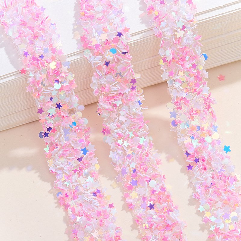 1.5cm Bling Sequin Ribbon Rhinestone Trim Hotfix Adhesive Strips Roll Rhinestone Ribbon for Garment Crafts DIY Decoration