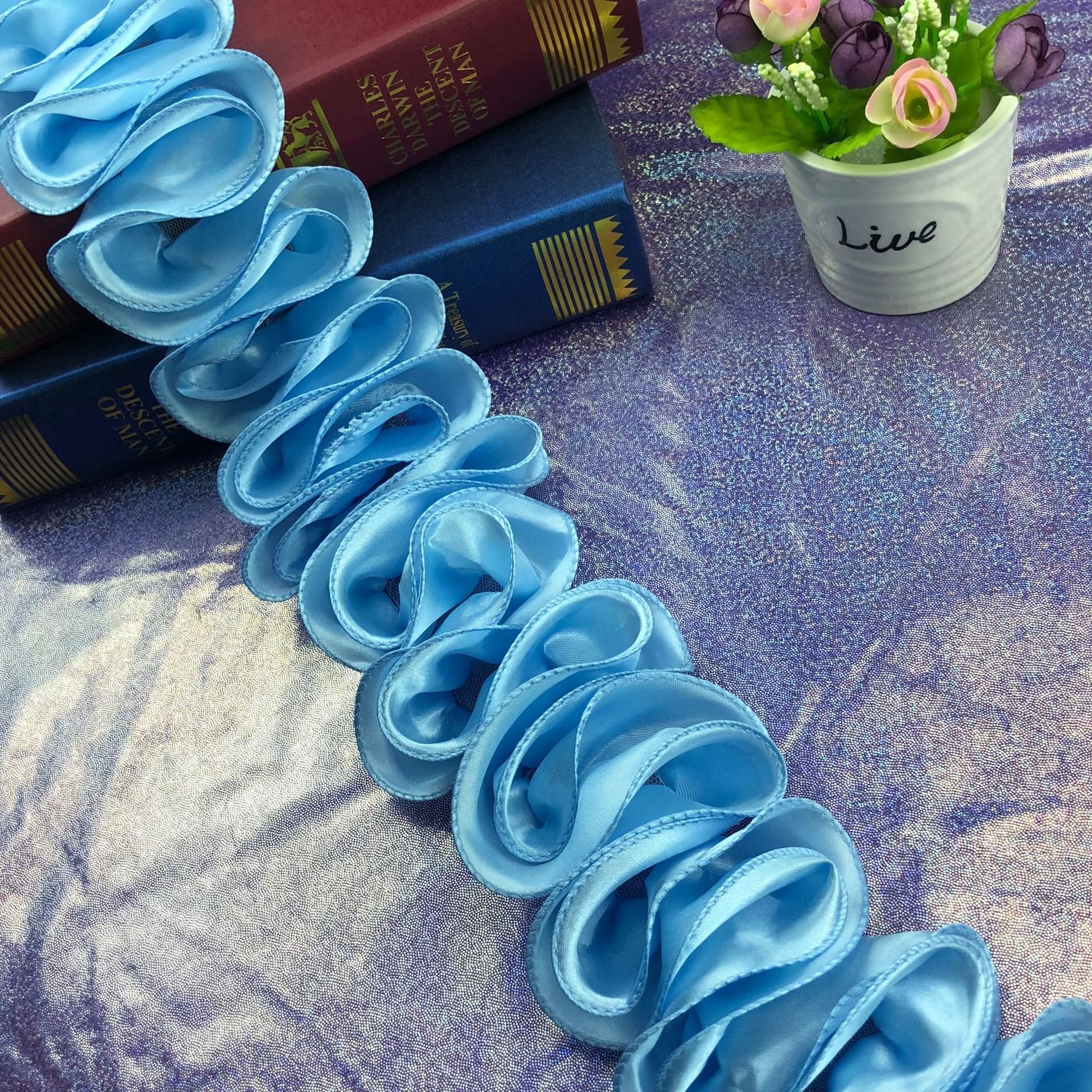 Flower Lace Trim Factory Custom Fashion Designer Dazzling Colorful Floral 3d Flower Trim For Dance Dress