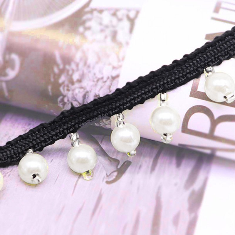New arrival hand made bridal veil lace trim pearl beaded ribbon pearl and crystal lace trim white for dress