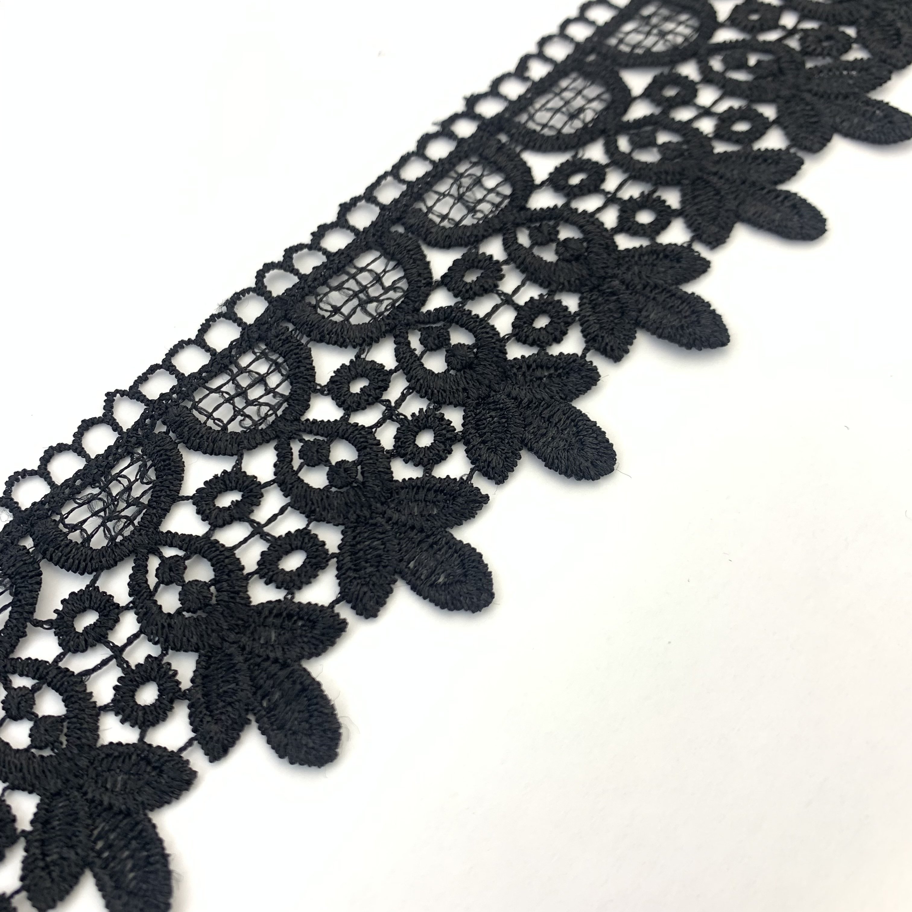 High Quality Black Vintage Embroidery Water Soluble Laces Fabrics Trim For Women Luxury Gold Lace
