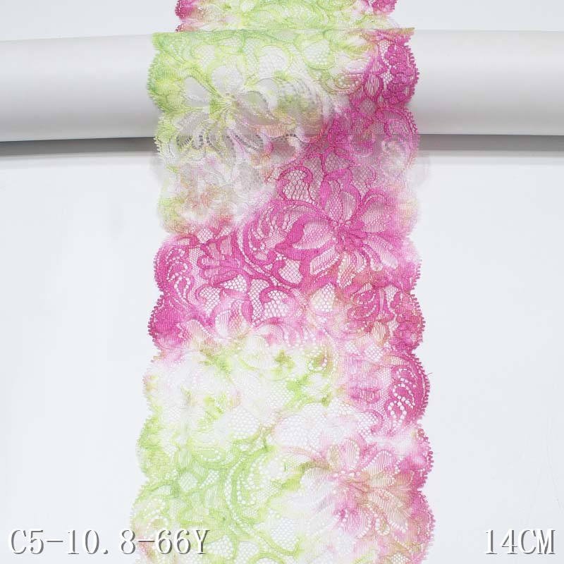 Noticeable 13CM Colorful Nylon Mesh Fancy Flower Wave Edge Stretch Lace Trim Elastic Lace Fabric Bra Dress