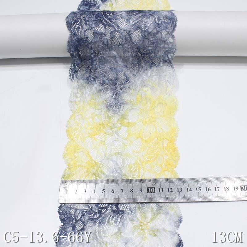 Noticeable 13CM Colorful Nylon Mesh Fancy Flower Wave Edge Stretch Lace Trim Elastic Lace Fabric Bra Dress