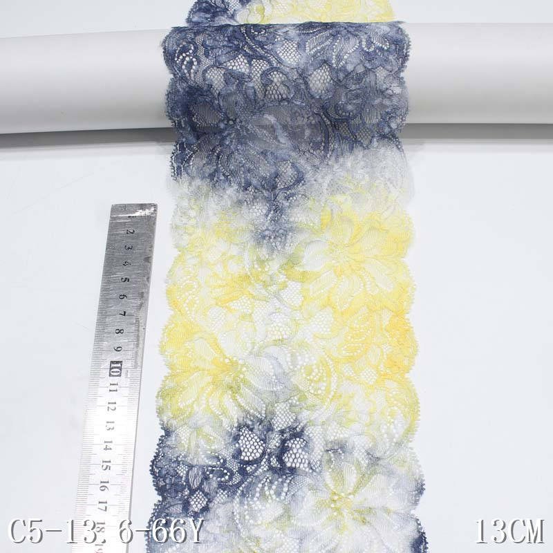 Noticeable 13CM Colorful Nylon Mesh Fancy Flower Wave Edge Stretch Lace Trim Elastic Lace Fabric Bra Dress