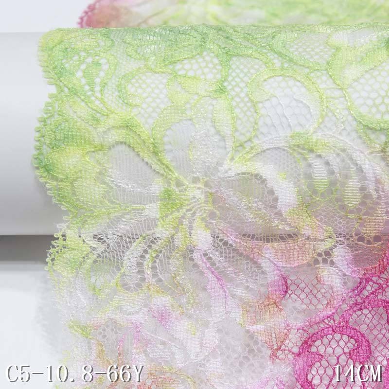 Noticeable 13CM Colorful Nylon Mesh Fancy Flower Wave Edge Stretch Lace Trim Elastic Lace Fabric Bra Dress