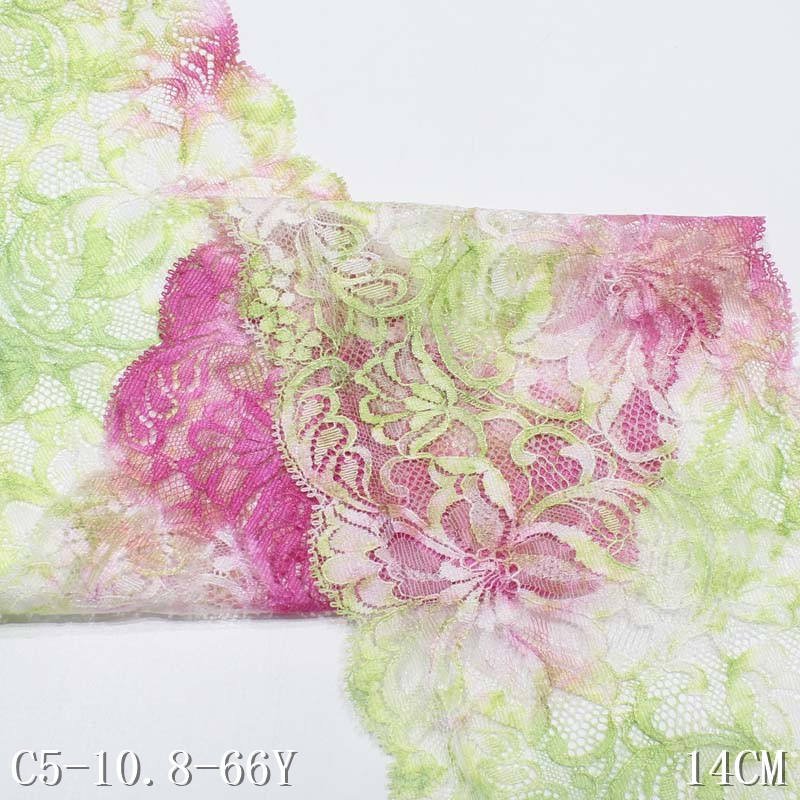 Noticeable 13CM Colorful Nylon Mesh Fancy Flower Wave Edge Stretch Lace Trim Elastic Lace Fabric Bra Dress