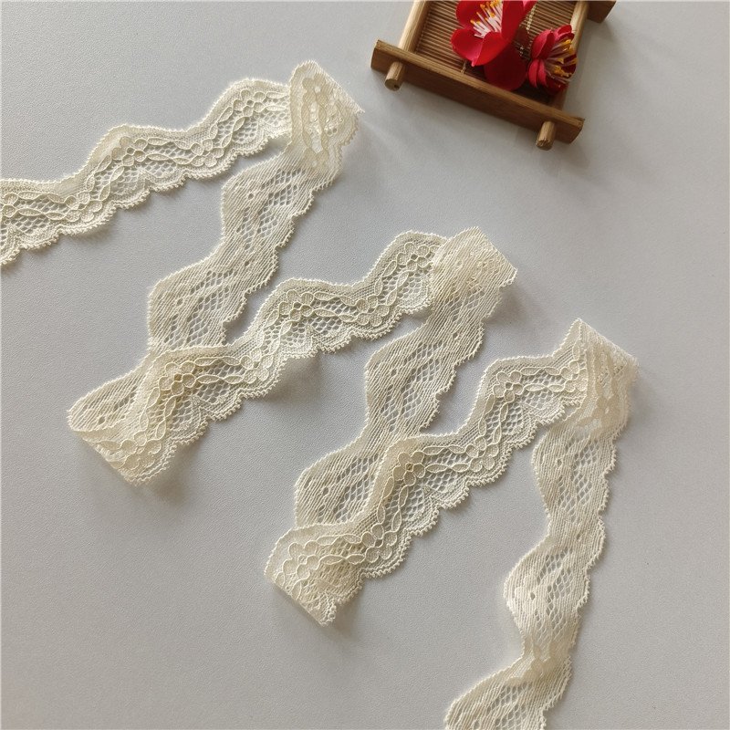 YIC2 3cm Stretch elastic Lace Trim Floral Lace Fabric Elastic Lace Ribbons for Crafts and Gift Wrapping Decorating