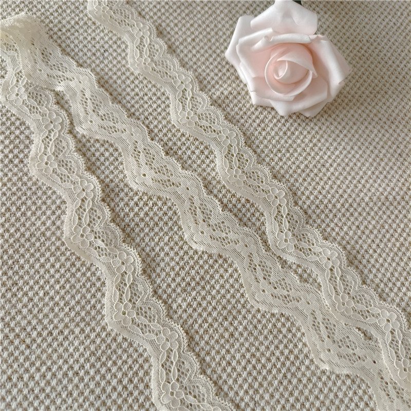 YIC2 3cm Stretch elastic Lace Trim Floral Lace Fabric Elastic Lace Ribbons for Crafts and Gift Wrapping Decorating