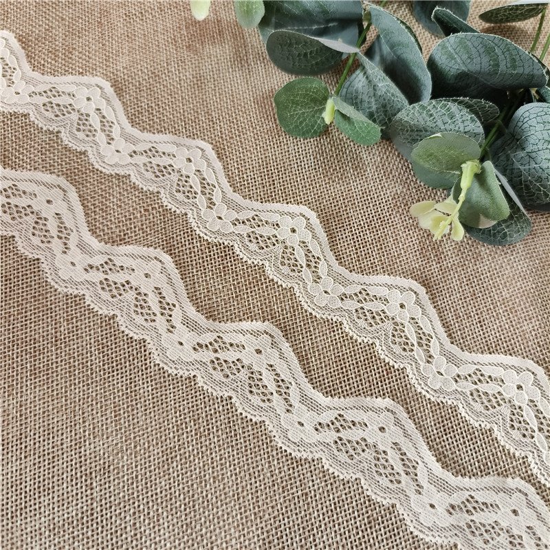 YIC2 3cm Stretch elastic Lace Trim Floral Lace Fabric Elastic Lace Ribbons for Crafts and Gift Wrapping Decorating