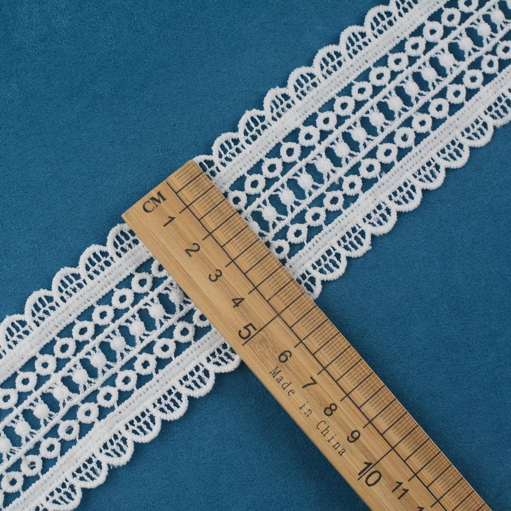 3d flower embroidered bridal lace trim polyester cotton white border guipure lace trim for dress