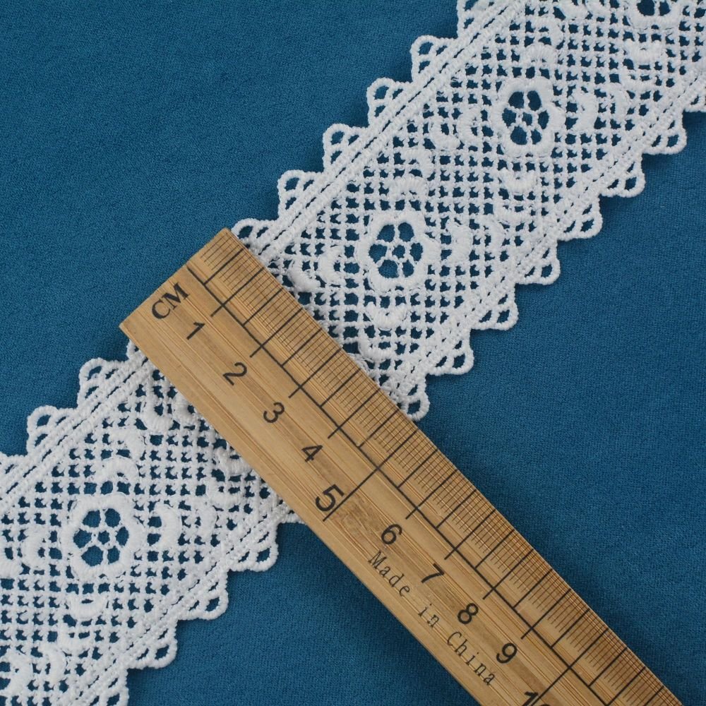 3d flower embroidered bridal lace trim polyester cotton white border guipure lace trim for dress