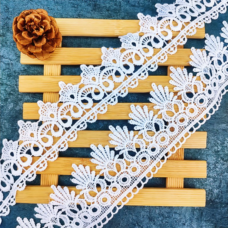 wholesale 6cm Milky guipure White flower Embroidery Ribbon hollow Lace Trim fabric for Bridal dress garment accessories ah3209
