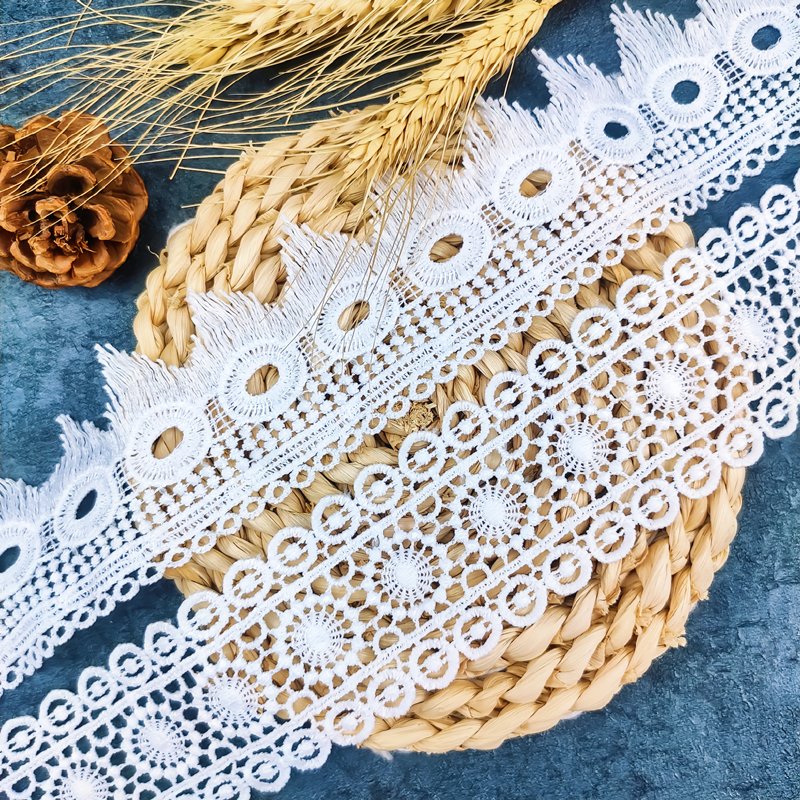 wholesale 6cm Milky guipure White flower Embroidery Ribbon hollow Lace Trim fabric for Bridal dress garment accessories ah3209