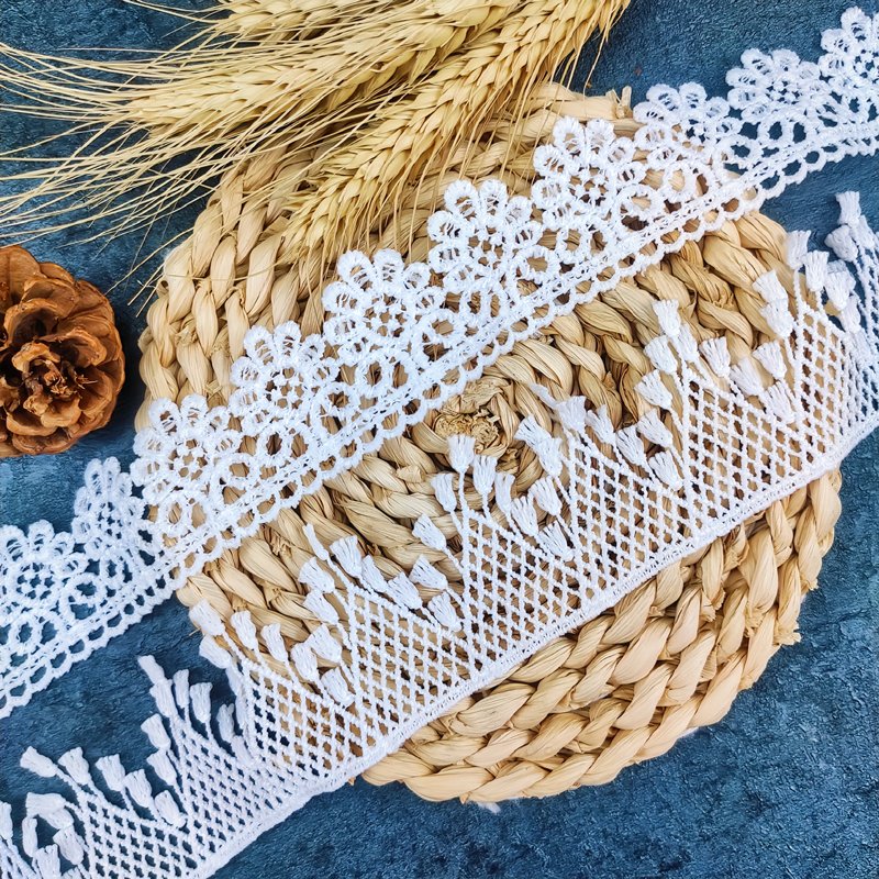 wholesale 6cm Milky guipure White flower Embroidery Ribbon hollow Lace Trim fabric for Bridal dress garment accessories ah3209