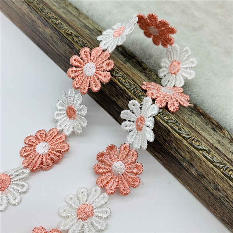 DIY Handmade Sewing Supplies Colorful Daisy Flower Lace Trim For Knitting Wedding Embroidered Ribbon