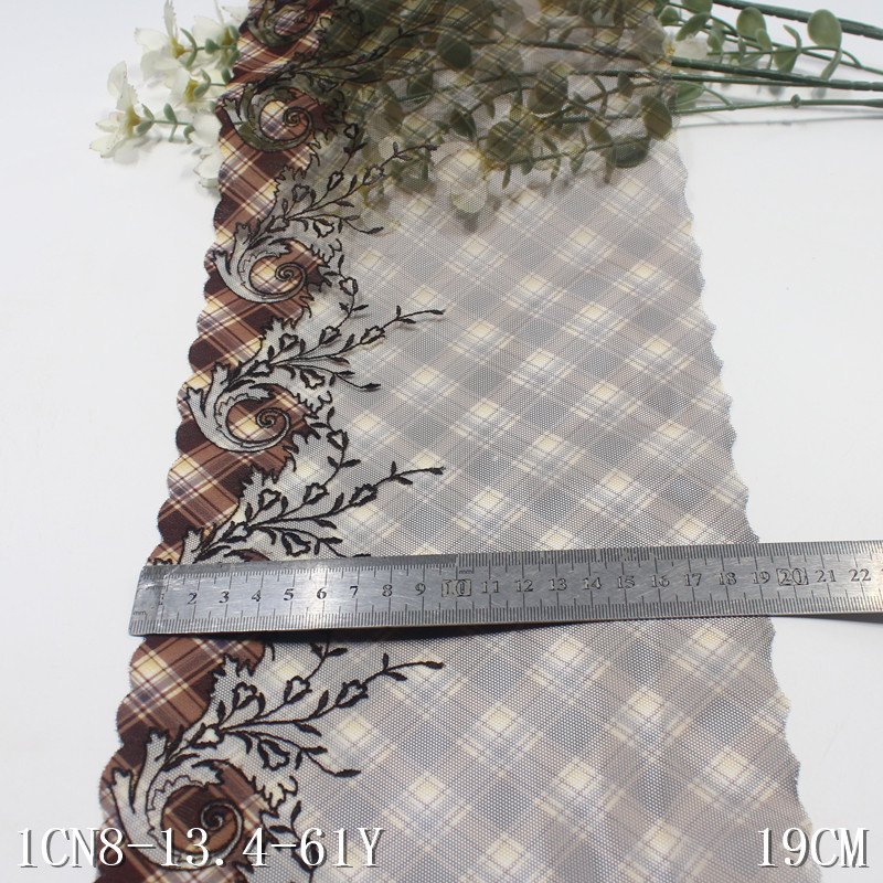 Fresh Soft Printed Tulle Colorful Flower Embroidery Lace Trim 19cm Voile Lace Fabrics For Women Lingerie wholesale