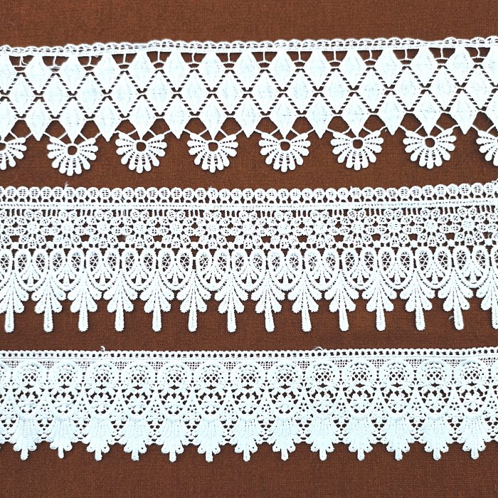 Dress lace trim Polyester and milk embroidery guipure lace trim big wholesaler for Clothing accessories