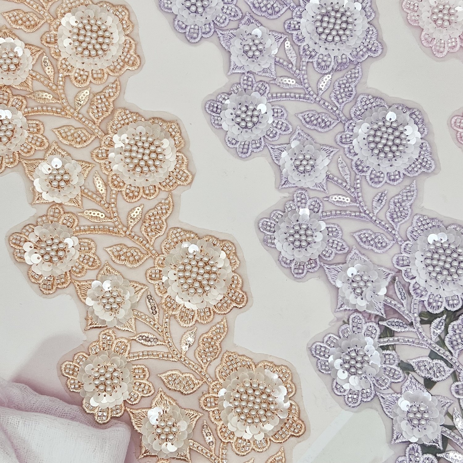 2024 New Pakistan high-end clothing accessories white beaded embroidered bridal accessories water soluble lace trim