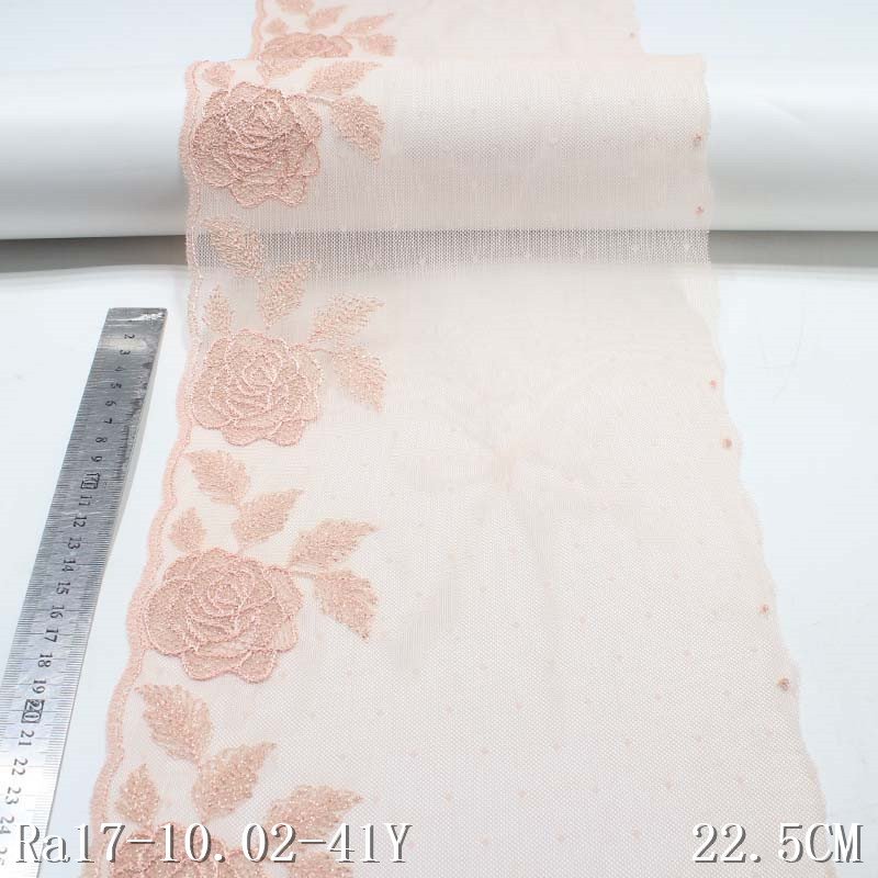 22cm Mesh Embroidery Lace Fabric Elegant Gold Thread Rose Embroidered Lace for Women Dress
