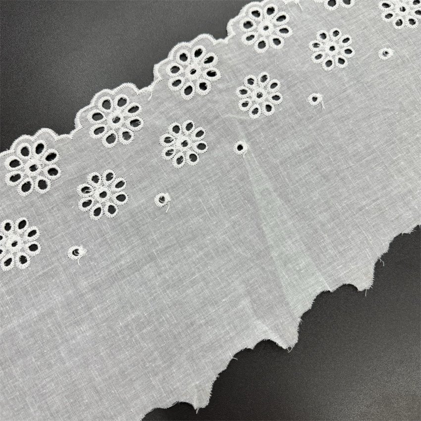 Fine woven cotton fabric carvend holes Trimming lace water soluble Embroidery border lace trim garment