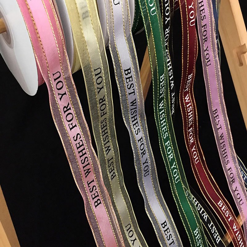 Custom Made Best Wishes For You Ribbon 50yards/Roll Gift Trim Ribbon With Logo Woven Garment Ribbon