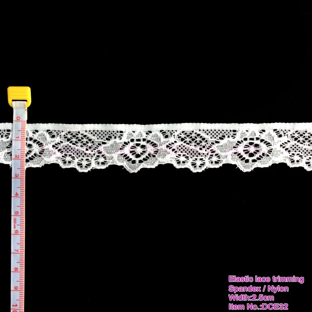 1" wide elastic lace trim in white and black color for underwear