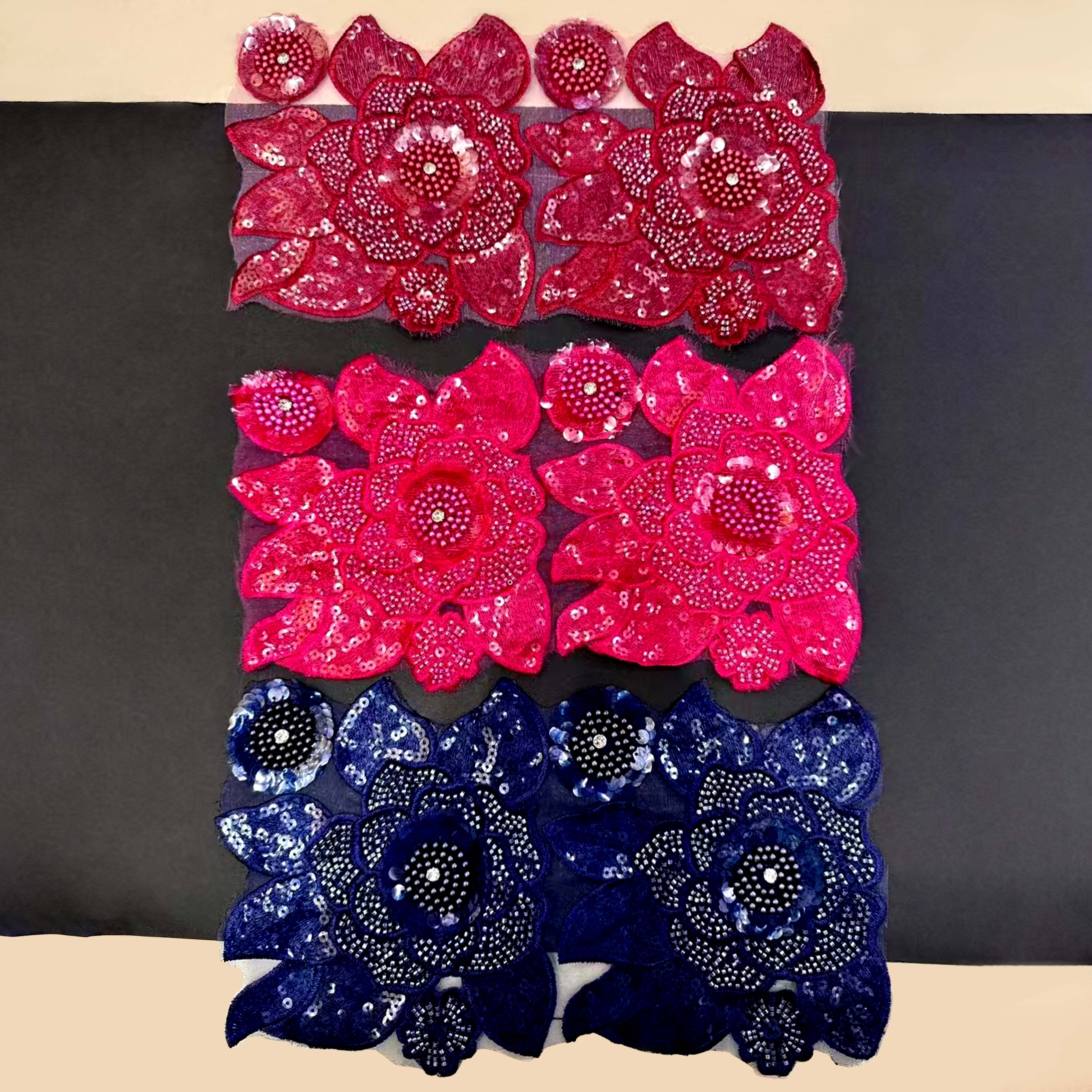 Wholesale Lace Fabric Custom Embroidery 3d Tulle Flower Bead Laces Trim Embroidery Bead Fabrics For Women Applique Trimming