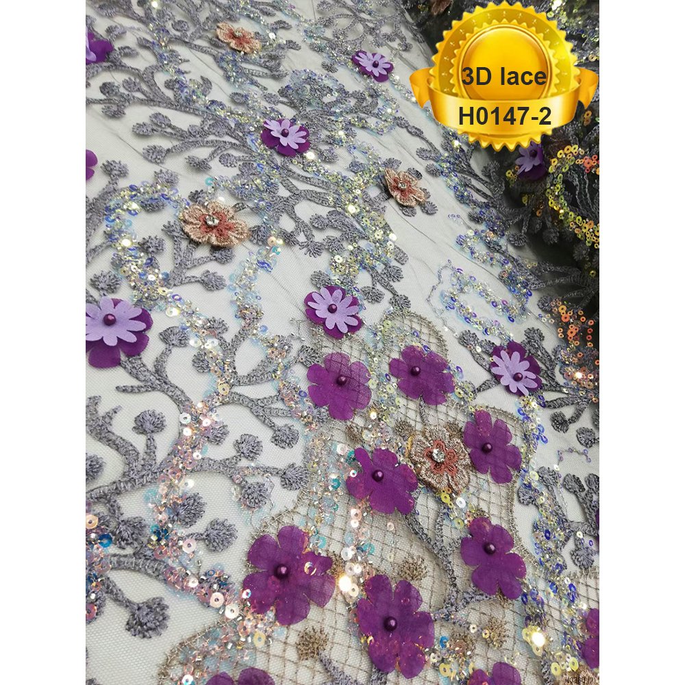 Guangzhou felicia 3d flower lace trim french bridal dress handmade beaded and sequins home textiles tulle lace fabric