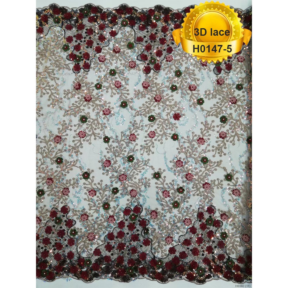 Guangzhou felicia 3d flower lace trim french bridal dress handmade beaded and sequins home textiles tulle lace fabric