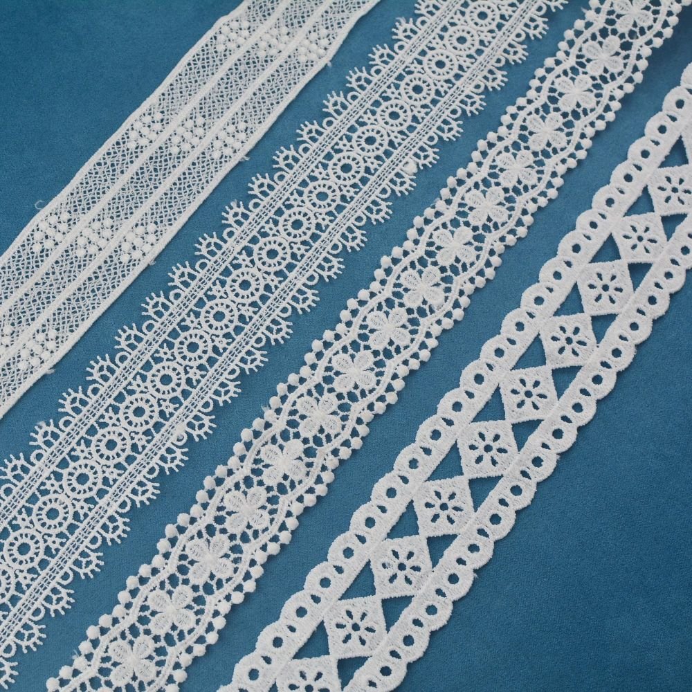 Factory Wholesale bridal fancy white Border Sequins With Sequins Voile Lace Mesh Lace polyester embroidery Wedding Lace trim